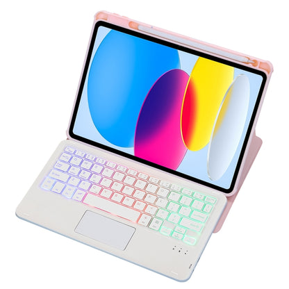 For iPad 11 2025 / 10th Gen 10.9 2022 F10B-AS 360 Rotation Acrylic Transparent Bluetooth Keyboard Leather Case With Touch Control / Backlight(Pink) - Universal by buy2fix | Online Shopping UK | buy2fix