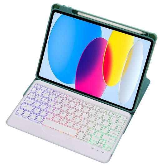 For iPad 11 2025 / 10th Gen 10.9 2022 F10BS 360 Rotation Acrylic Transparent Bluetooth Keyboard Leather Case With Backlight(Green) - Universal by buy2fix | Online Shopping UK | buy2fix