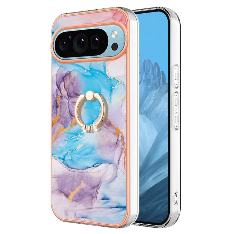 For Google Pixel 9 Pro XL Electroplating IMD TPU Phone Case with Ring(Blue Marble) by buy2fix