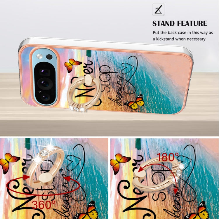 For Google Pixel 9 Pro XL Electroplating IMD TPU Phone Case with Ring(Dream Butterfly) by buy2fix