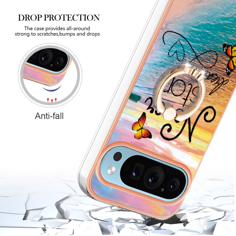 For Google Pixel 9 Pro XL Electroplating IMD TPU Phone Case with Ring(Dream Butterfly) by buy2fix