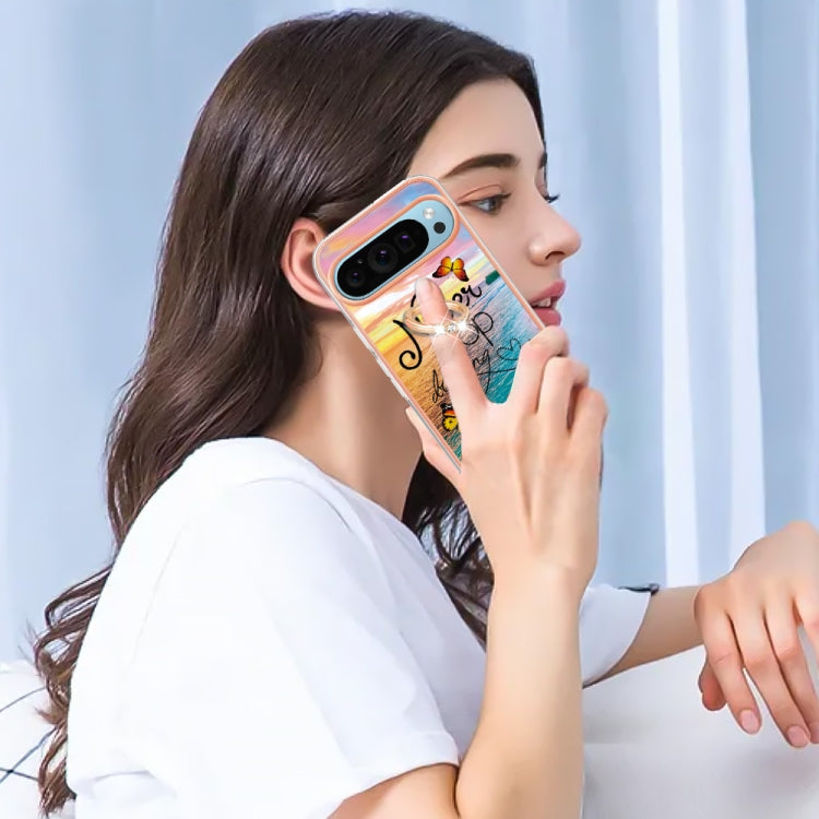 For Google Pixel 9 Pro XL Electroplating IMD TPU Phone Case with Ring(Dream Butterfly) by buy2fix