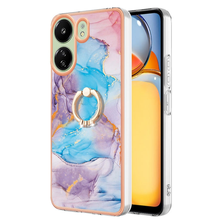 For Xiaomi Redmi 13C 4G Electroplating IMD TPU Phone Case with Ring(Blue Marble) by buy2fix