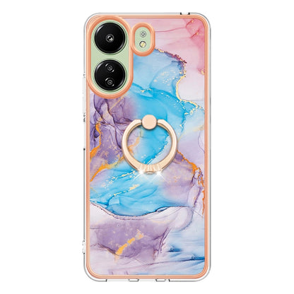 For Xiaomi Redmi 13C 4G Electroplating IMD TPU Phone Case with Ring(Blue Marble) by buy2fix
