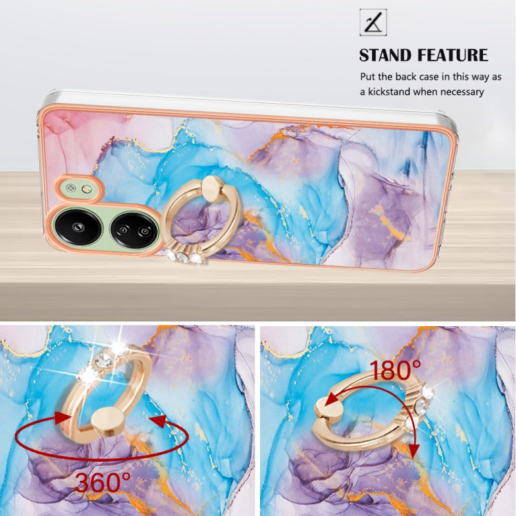 For Xiaomi Redmi 13C 4G Electroplating IMD TPU Phone Case with Ring(Blue Marble) by buy2fix