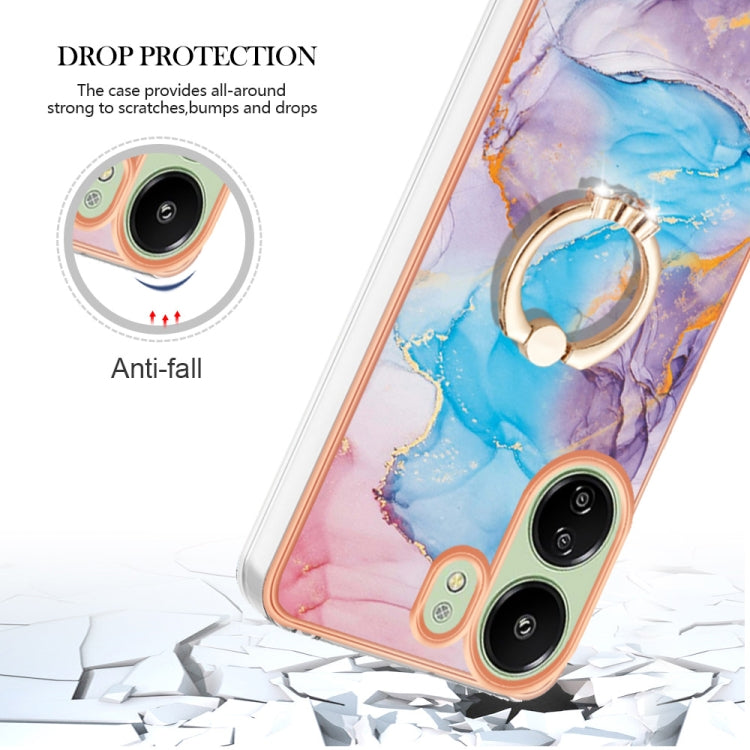 For Xiaomi Redmi 13C 4G Electroplating IMD TPU Phone Case with Ring(Blue Marble) by buy2fix