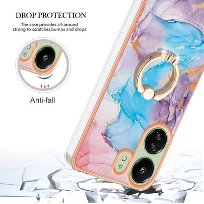 For Xiaomi Redmi 13C 4G Electroplating IMD TPU Phone Case with Ring(Blue Marble) by buy2fix