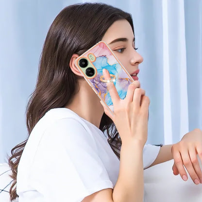 For Xiaomi Redmi 13C 4G Electroplating IMD TPU Phone Case with Ring(Blue Marble) by buy2fix