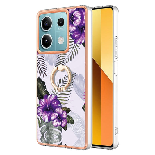 For Xiaomi Redmi Note 13 5G Global Electroplating IMD TPU Phone Case with Ring(Purple Flower) - Xiaomi Cases by buy2fix | Online Shopping UK | buy2fix