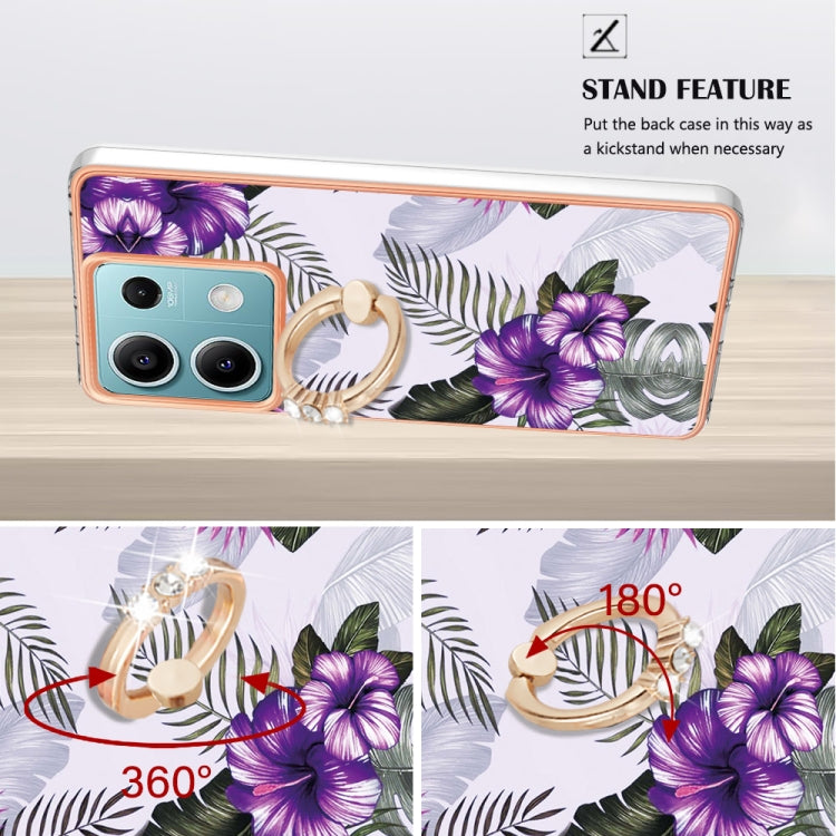 For Xiaomi Redmi Note 13 5G Global Electroplating IMD TPU Phone Case with Ring(Purple Flower) - Xiaomi Cases by buy2fix | Online Shopping UK | buy2fix