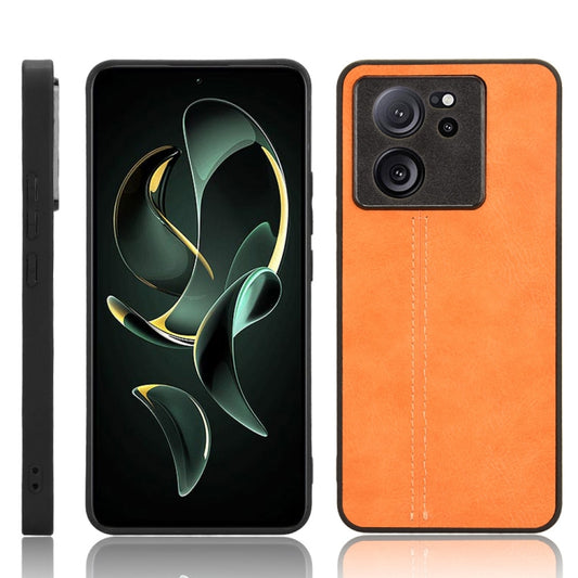 For Xiaomi 13T / Redmi K60 Ultra Sewing Cow Pattern Skin PC + PU + TPU Phone Case(Orange) - Xiaomi Cases by buy2fix | Online Shopping UK | buy2fix