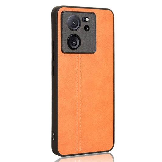 For Xiaomi 13T / Redmi K60 Ultra Sewing Cow Pattern Skin PC + PU + TPU Phone Case(Orange) - Xiaomi Cases by buy2fix | Online Shopping UK | buy2fix