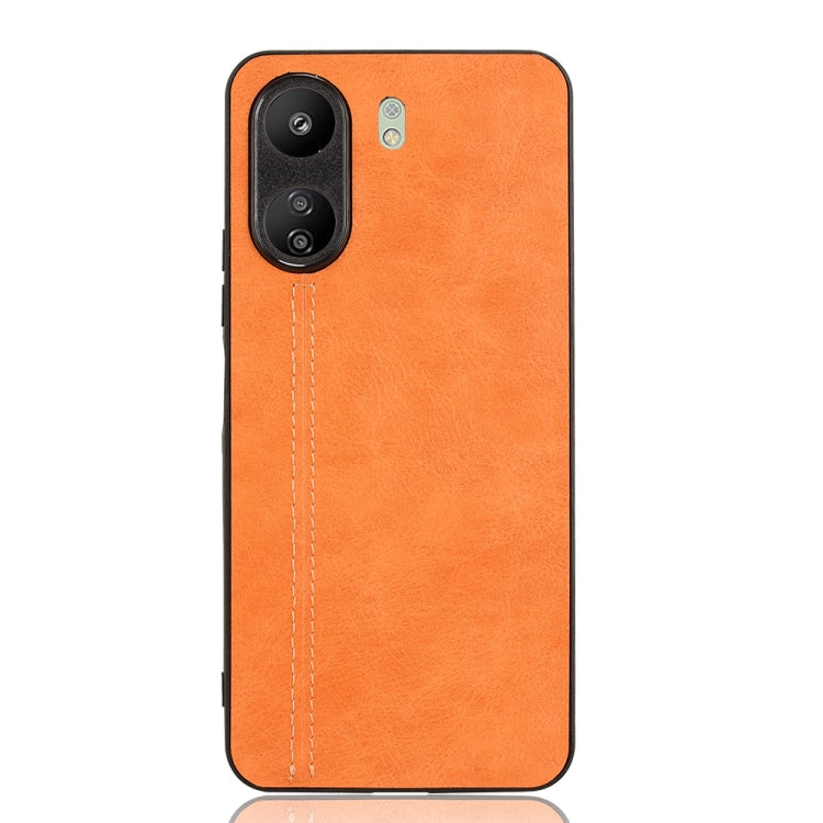 For Xiaomi Redmi 13C 4G / Poco C65 Sewing Cow Pattern Skin PC + PU + TPU Phone Case(Orange) by buy2fix