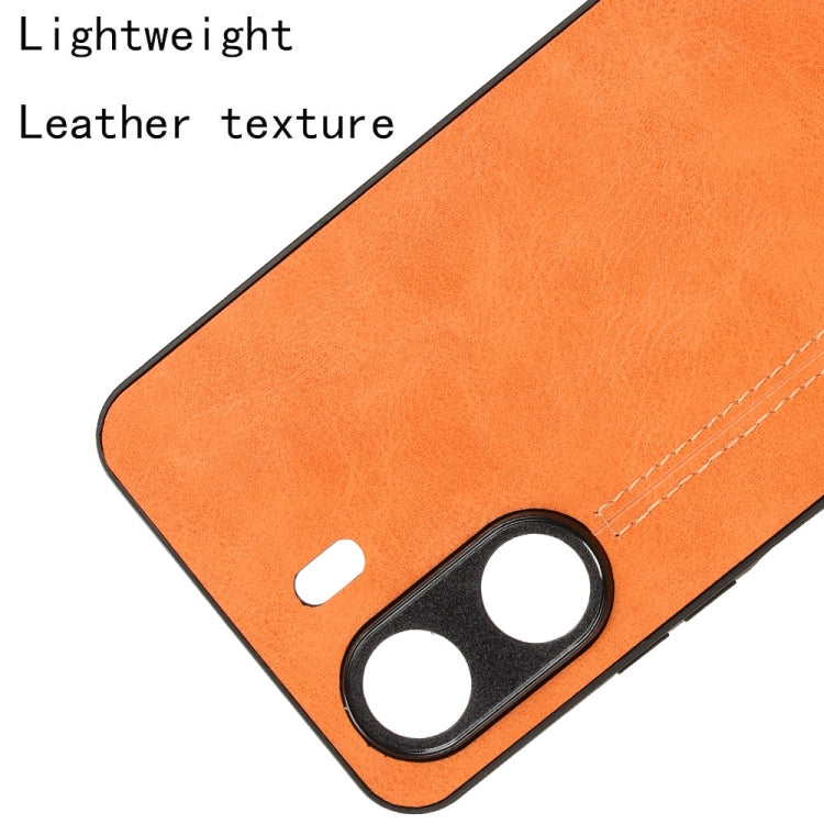 For Xiaomi Redmi 13C 4G / Poco C65 Sewing Cow Pattern Skin PC + PU + TPU Phone Case(Orange) by buy2fix