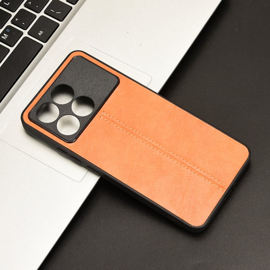 For Xiaomi Redmi K70 / K70 Pro Sewing Cow Pattern Skin PC + PU + TPU Phone Case(Orange) - Xiaomi Cases by buy2fix | Online Shopping UK | buy2fix