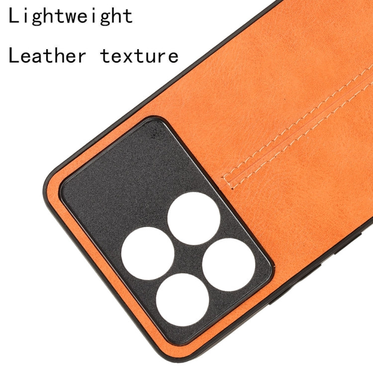 For Xiaomi Redmi K70 / K70 Pro Sewing Cow Pattern Skin PC + PU + TPU Phone Case(Orange) - Xiaomi Cases by buy2fix | Online Shopping UK | buy2fix
