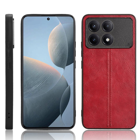 For Xiaomi Redmi K70E Sewing Cow Pattern Skin PC + PU + TPU Phone Case(Red) - Xiaomi Cases by buy2fix | Online Shopping UK | buy2fix