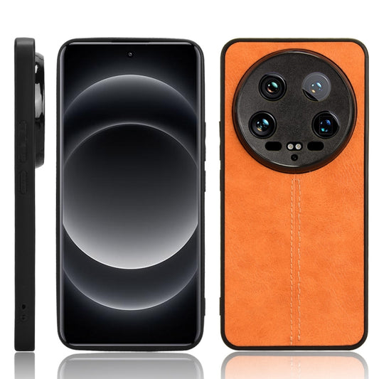 For Xiaomi 14 Ultra Sewing Cow Pattern Skin PC + PU + TPU Phone Case(Orange) - Xiaomi 14 Ultra Cases by buy2fix | Online Shopping UK | buy2fix
