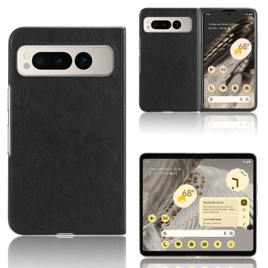 For Google Pixel Fold Litchi Texture Back Cover Phone Case(Black) by buy2fix