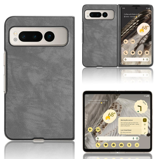 For Google Pixel Fold Litchi Texture Back Cover Phone Case(Grey) by buy2fix