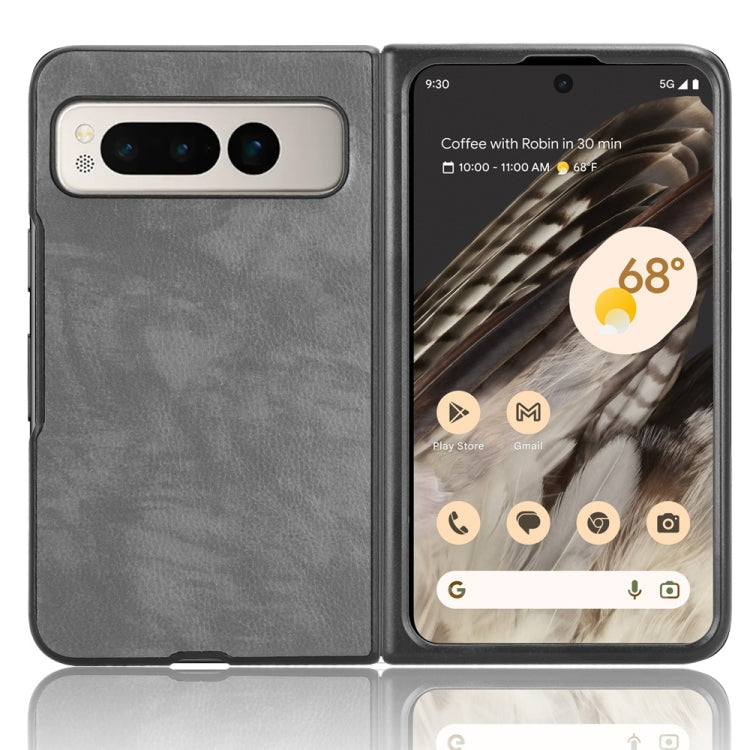 For Google Pixel Fold Litchi Texture Back Cover Phone Case(Grey) by buy2fix