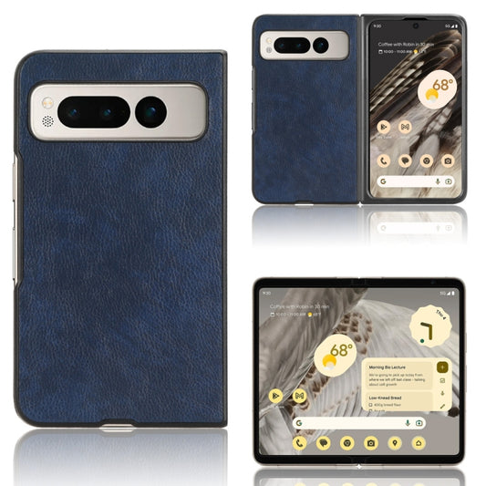 For Google Pixel Fold Litchi Texture Back Cover Phone Case(Blue) by buy2fix