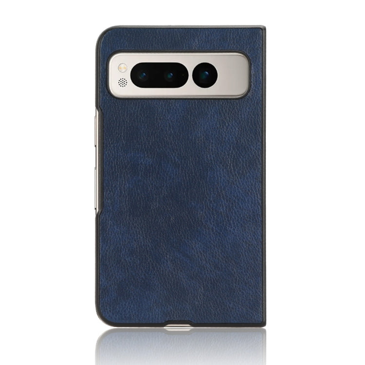 For Google Pixel Fold Litchi Texture Back Cover Phone Case(Blue) by buy2fix