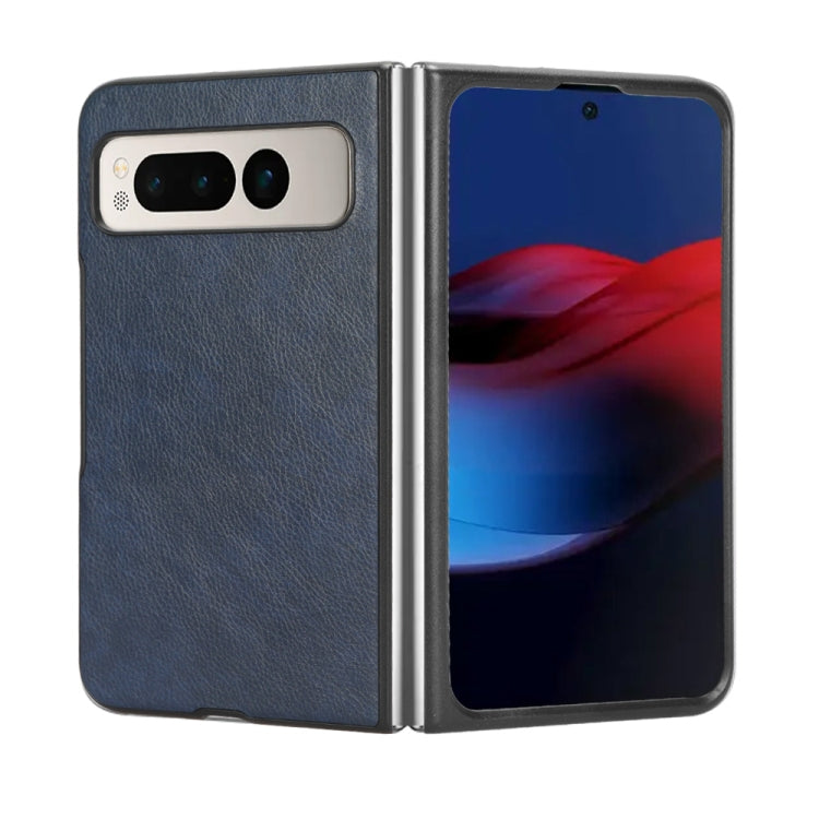 For Google Pixel Fold Litchi Texture Back Cover Phone Case(Blue) by buy2fix