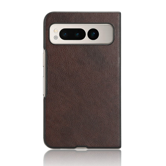 For Google Pixel Fold Litchi Texture Back Cover Phone Case(Brown) by buy2fix