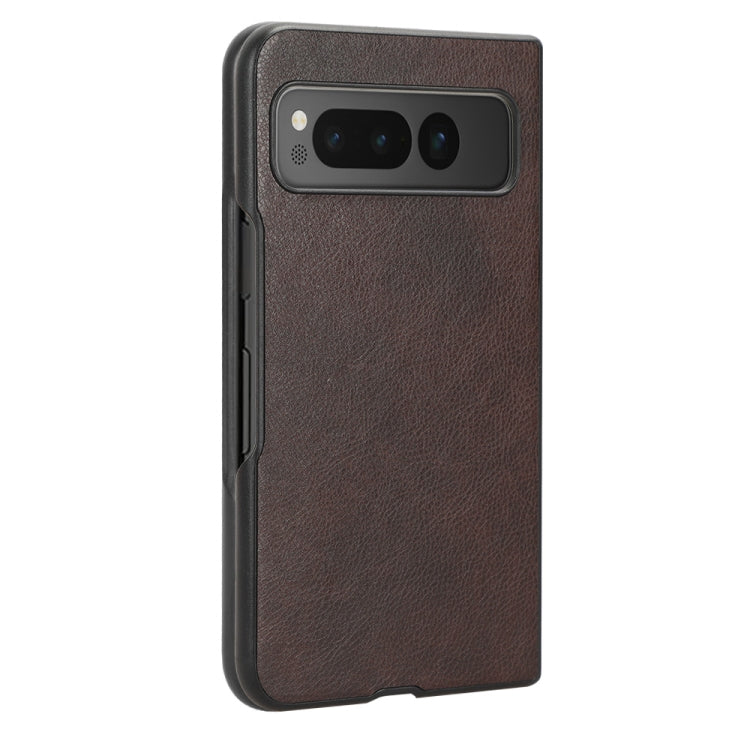 For Google Pixel Fold Litchi Texture Back Cover Phone Case(Brown) by buy2fix