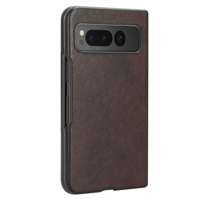 For Google Pixel Fold Litchi Texture Back Cover Phone Case(Brown) by buy2fix