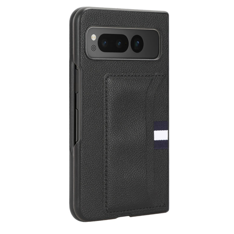 For Google Pixel Fold Litchi Texture Card Slots Back Cover Phone Case(Black) by buy2fix