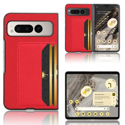 For Google Pixel Fold Litchi Texture Card Slots Back Cover Phone Case(Red) by buy2fix