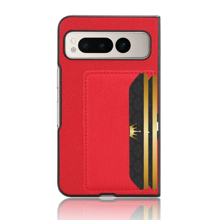 For Google Pixel Fold Litchi Texture Card Slots Back Cover Phone Case(Red) by buy2fix