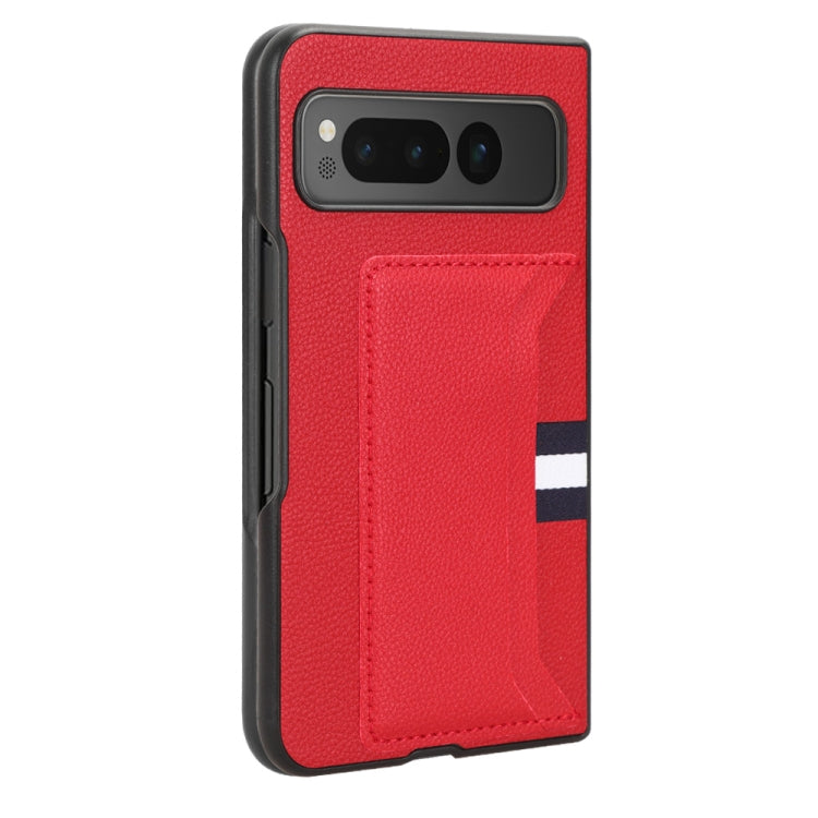 For Google Pixel Fold Litchi Texture Card Slots Back Cover Phone Case(Red) by buy2fix