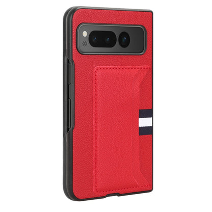 For Google Pixel Fold Litchi Texture Card Slots Back Cover Phone Case(Red) by buy2fix
