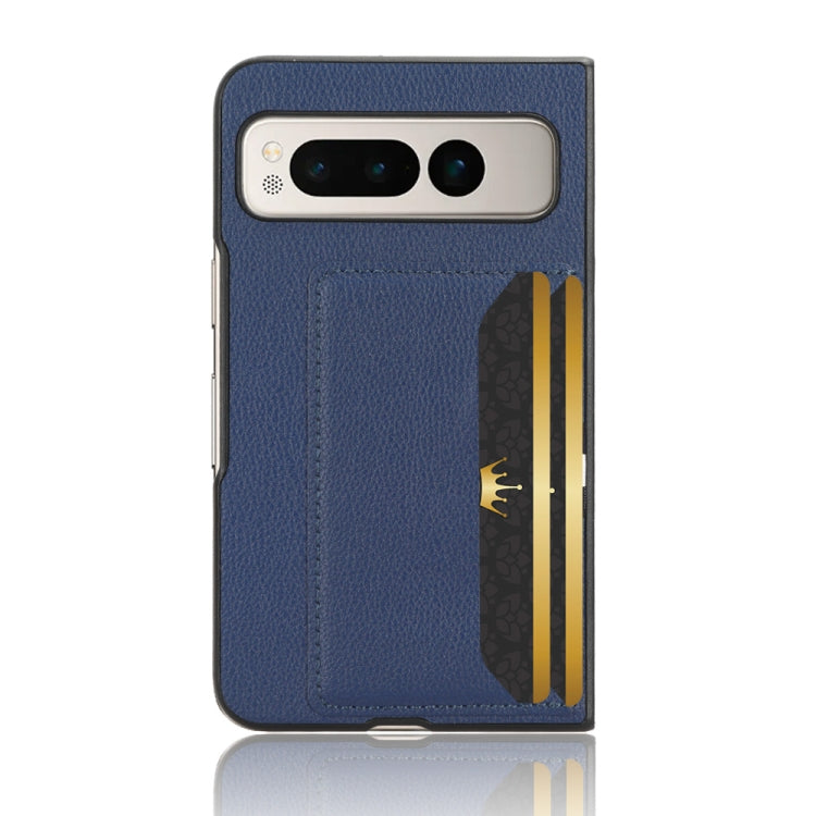 For Google Pixel Fold Litchi Texture Card Slots Back Cover Phone Case(Blue) by buy2fix