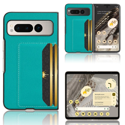 For Google Pixel Fold Litchi Texture Card Slots Back Cover Phone Case(Green) by buy2fix