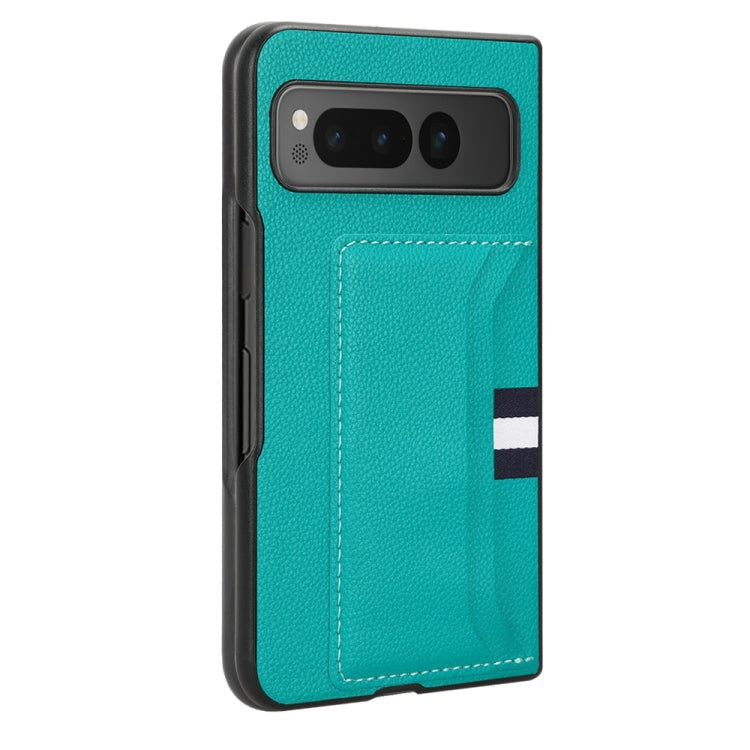 For Google Pixel Fold Litchi Texture Card Slots Back Cover Phone Case(Green) by buy2fix