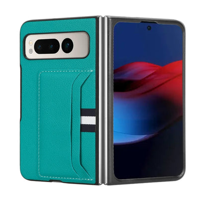 For Google Pixel Fold Litchi Texture Card Slots Back Cover Phone Case(Green) by buy2fix