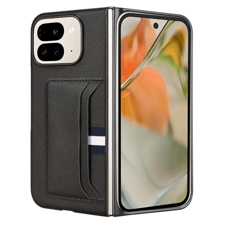 For Google Pixel 9 Pro Fold Litchi Texture Card Slots Back Cover Phone Case(Black) by buy2fix