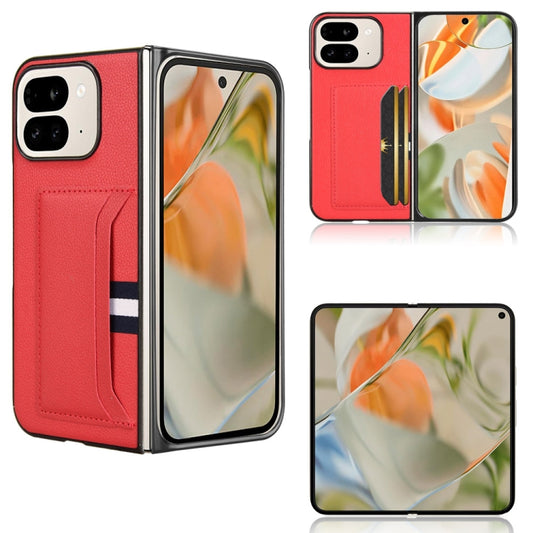 For Google Pixel 9 Pro Fold Litchi Texture Card Slots Back Cover Phone Case(Red) by buy2fix