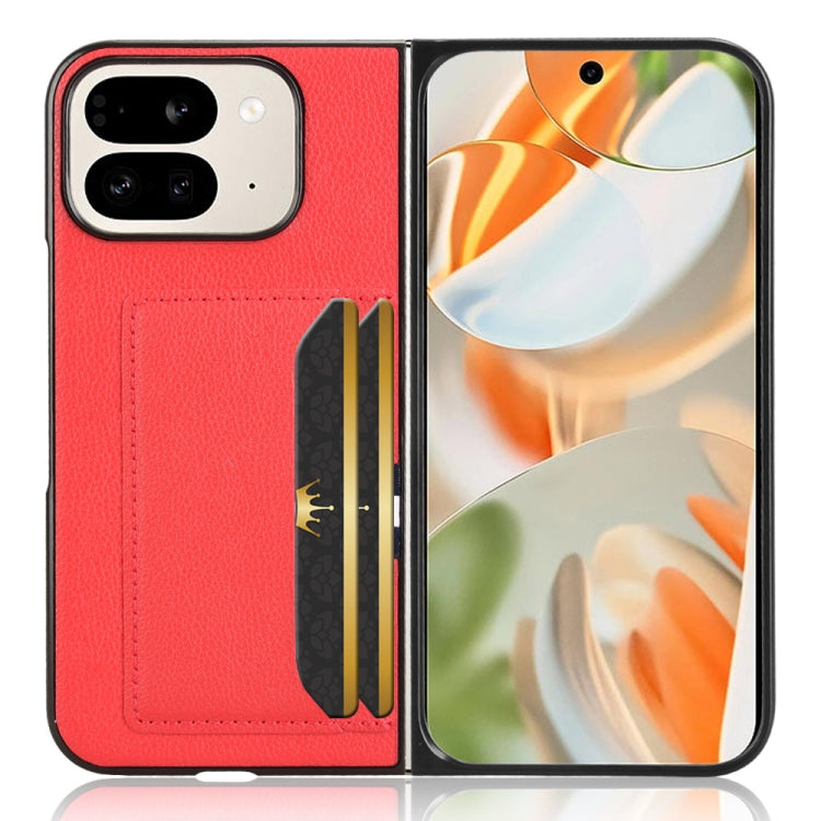 For Google Pixel 9 Pro Fold Litchi Texture Card Slots Back Cover Phone Case(Red) by buy2fix