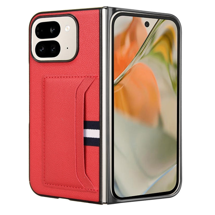 For Google Pixel 9 Pro Fold Litchi Texture Card Slots Back Cover Phone Case(Red) by buy2fix