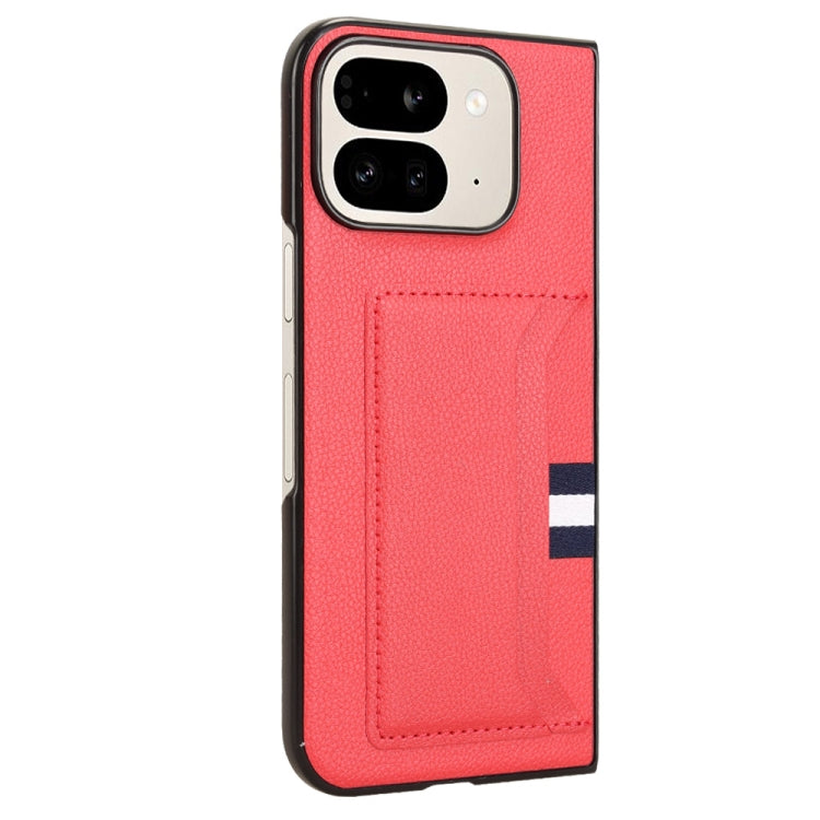 For Google Pixel 9 Pro Fold Litchi Texture Card Slots Back Cover Phone Case(Red) by buy2fix