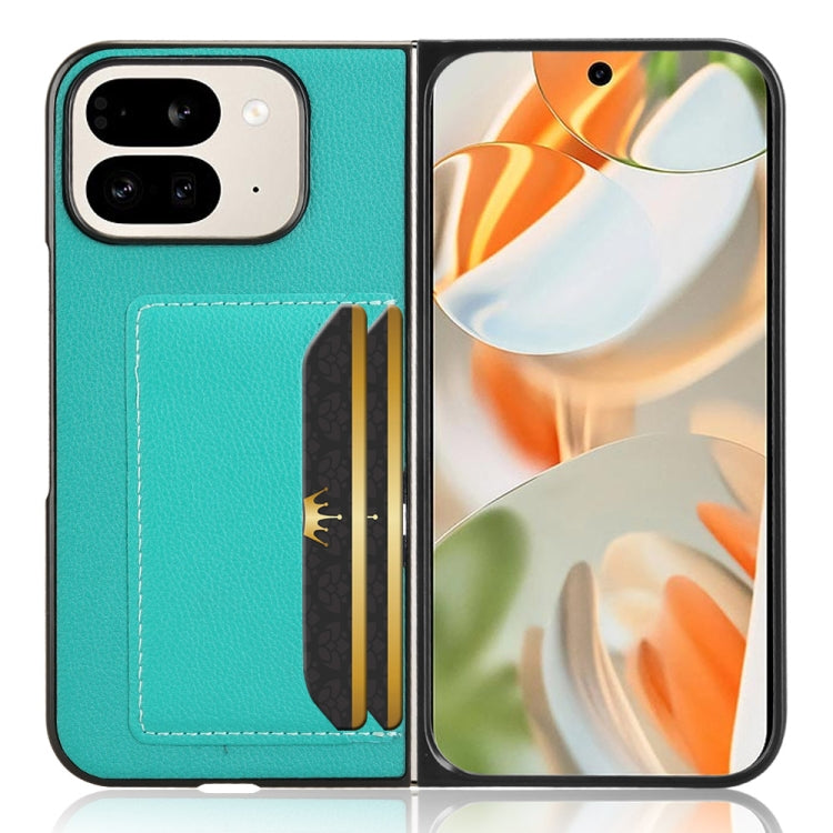For Google Pixel 9 Pro Fold Litchi Texture Card Slots Back Cover Phone Case(Green) by buy2fix