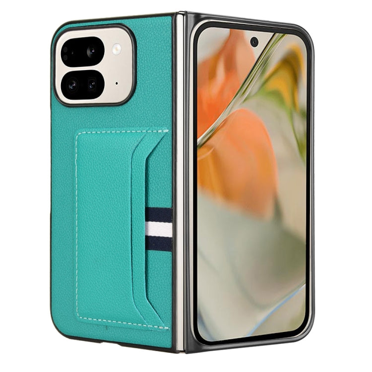 For Google Pixel 9 Pro Fold Litchi Texture Card Slots Back Cover Phone Case(Green) by buy2fix
