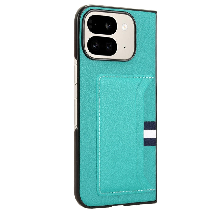 For Google Pixel 9 Pro Fold Litchi Texture Card Slots Back Cover Phone Case(Green) by buy2fix