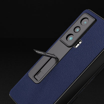 For Honor Magic Vs ABEEL Integrated Black Edge Genuine Leather Mino Phone Case with Holder(Royal Blue) - Honor Cases by buy2fix | Online Shopping UK | buy2fix