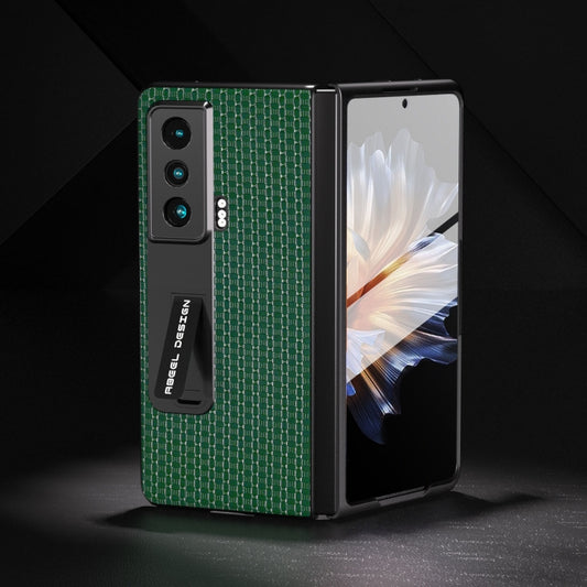 For Honor Magic Vs ABEEL Integrated Genuine Leather Luxury Series Phone Case with Holder(Night Green) - Honor Cases by buy2fix | Online Shopping UK | buy2fix